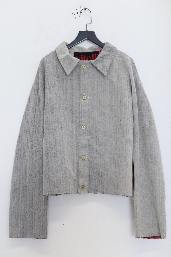 Vitelli square collar needle-punched denim motorcycle jacket FW23_VIT0092_D2